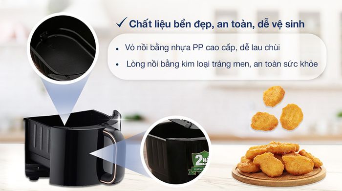 Nồi chiên không dầu kết hợp hấp Magic Eco S05 5 lít - Chất liệu