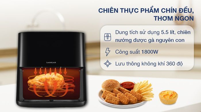 Nồi chiên không dầu Lock&Lock EJF996BLK 5.5 lít - Dung tích