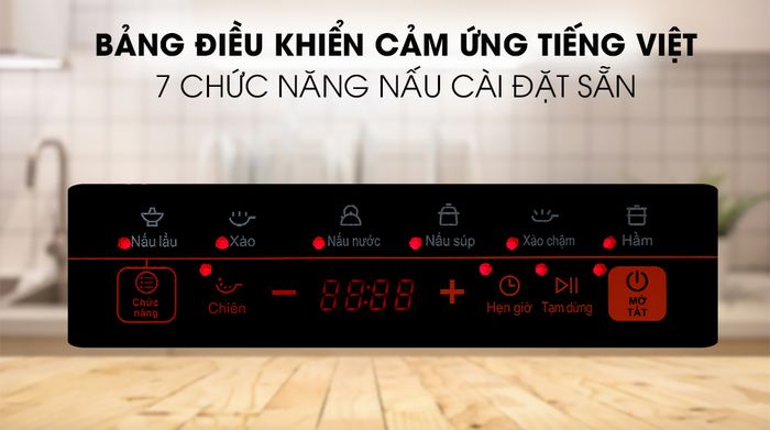 Bảng điều khiển cảm ứng với 7 chế độ cài sẵn