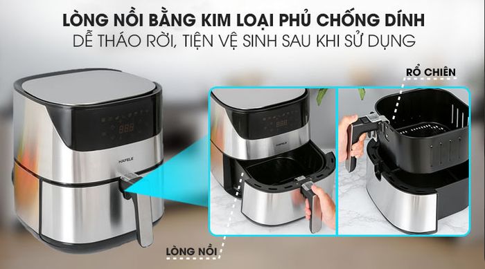 Dễ tháo rời, tiện vệ sinh - Nồi chiên không dầu Hafele AF-T5A 5 lít
