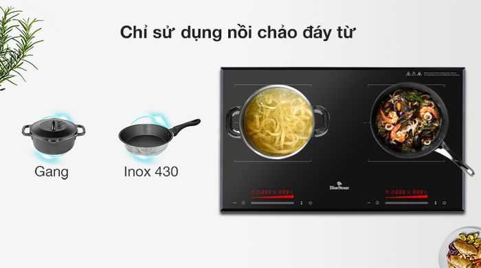 Sử dụng nồi chảo - Bếp từ đôi Bluestone ICB-6917