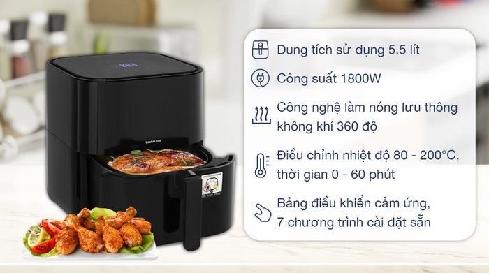 Nồi chiên không dầu Lock&Lock EJF996BLK 5.5 lít - Tổng quan