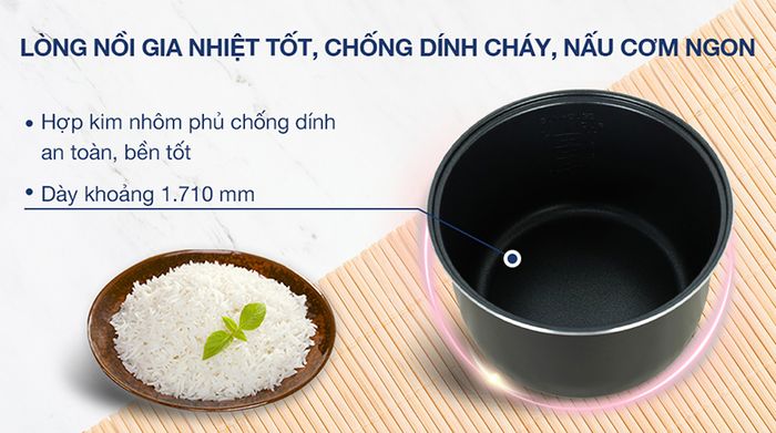 Nồi cơm điện Sunhouse 1.8 lít SHD 18S - Lòng nồi