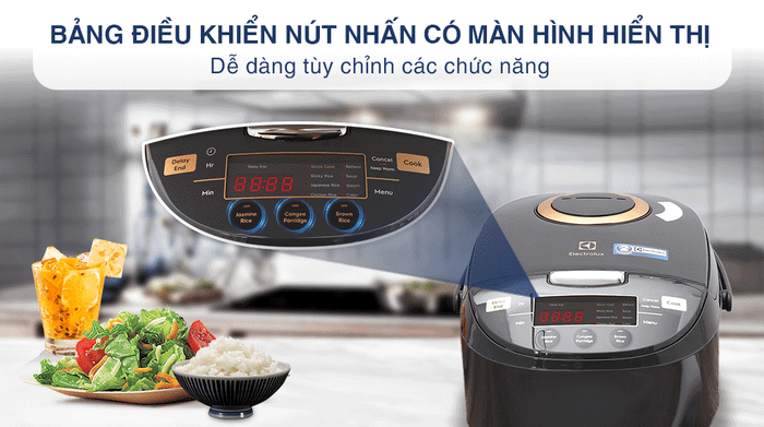Nồi cơm điện tử Electrolux 1 lít E7RC1-550K - Bảng điều khiển