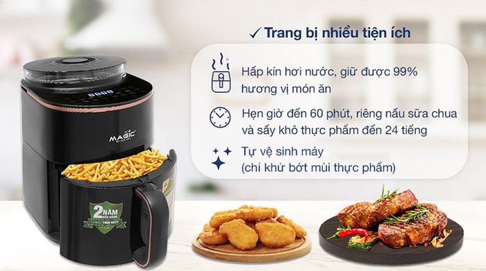 Nồi chiên không dầu kết hợp hấp Magic Eco S05 - Tiện ích