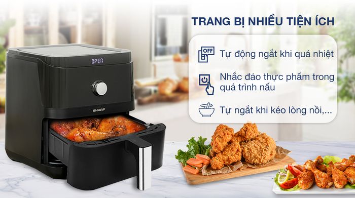 Nồi chiên không dầu Sharp KF-AF60EV-BK 6 lít - Tiện ích