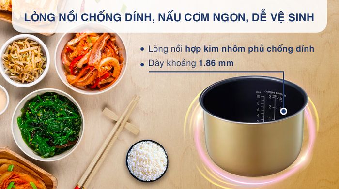 Nồi cơm điện tử Electrolux 1.8 lít E7RC1-650K - Lòng nồi