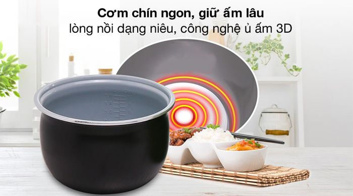 Lòng nồi dạng niêu - Nồi cơm nắp gài Sunhouse Mama 1.8 lít SHD8665B
