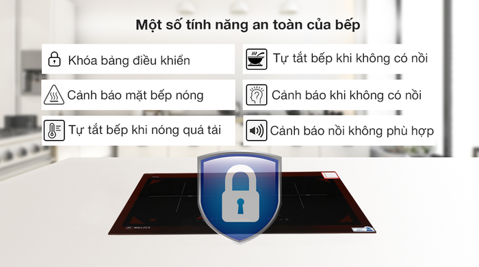 Bếp điện từ đôi Malloca MI 732SL KG - Tính năng an toàn