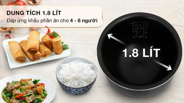 Nồi cơm điện tử Tefal 1.8 lít RK737868 - Dung tích