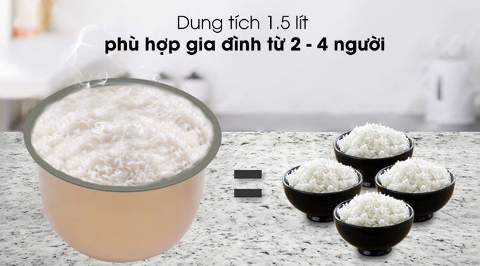 Nồi cơm điện cao tần Sunhouse Mama 1.5 lít SHD8955 - Dung tích 1.5 lít phục vụ tốt cơm ngon cho 2 – 4 người