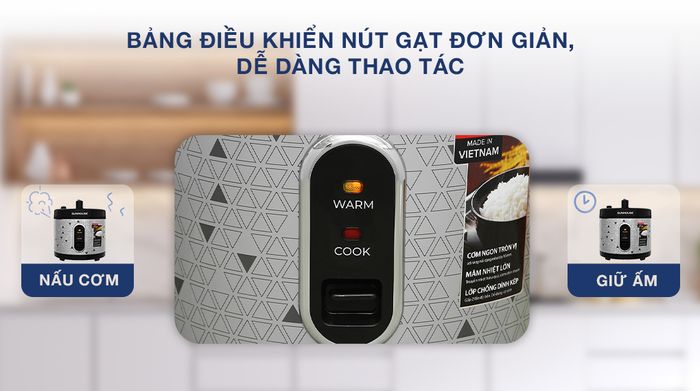 Nồi cơm nắp gài Sunhouse 1.8 lít SHD8630 - Điều khiển