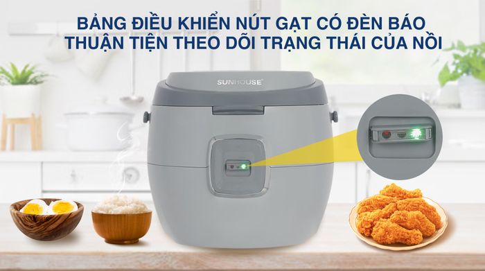 Nồi cơm nắp gài Sunhouse 1.8 lít SHD8663G - Đèn báo