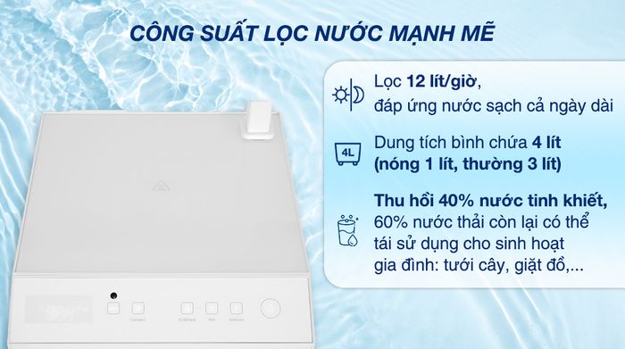 Máy lọc nước RO nóng nguội Toshiba TWP-H2396SVN(W) 10 lõi - Công suất