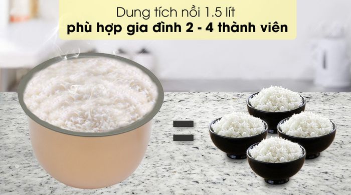 Nồi cơm điện tử Sunhouse mama 1.5 lít SHD8915 - Nồi cơm điện tử dung tích nồi 1.5 lít