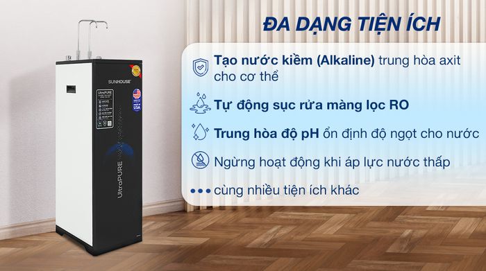 Máy lọc nước RO nóng nguội lạnh Sunhouse UltraPURE SHA76622KL 10 lõi - Tiện ích