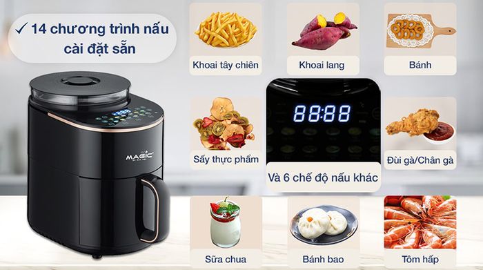 Nồi chiên không dầu kết hợp hấp Magic Eco S05 5 lít - Bảng điều khiển