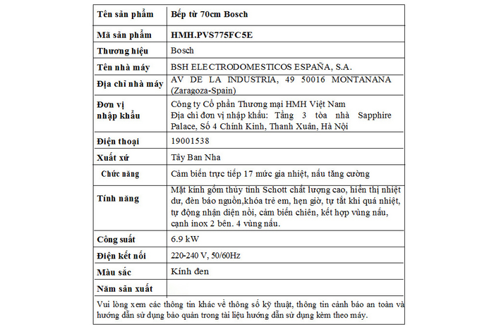 Thương hiệu, xuất xứ - Bếp từ bốn vùng nấu lắp âm Bosch PVS775FC5E