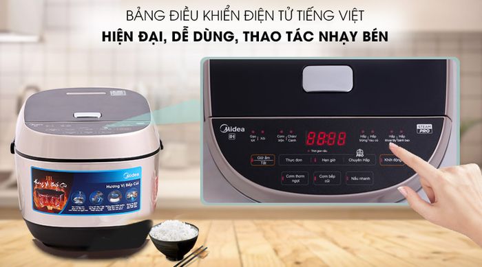Bảng điều khiển dễ sử dụng - Nồi cơm cao tần Midea MB-HS5008 1.8 lít