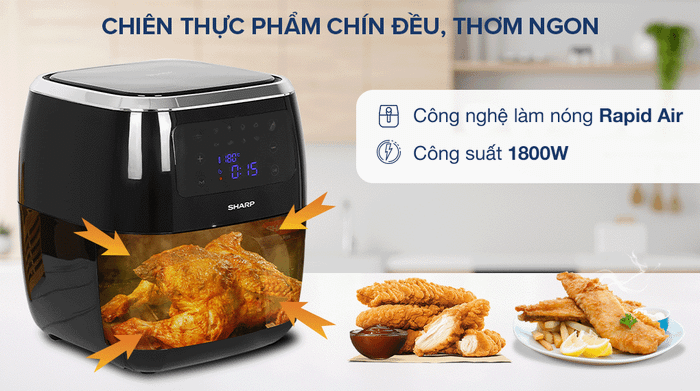Nồi chiên không dầu Sharp KF-AF68EPV-BK 6.8 lít - Công nghệ 