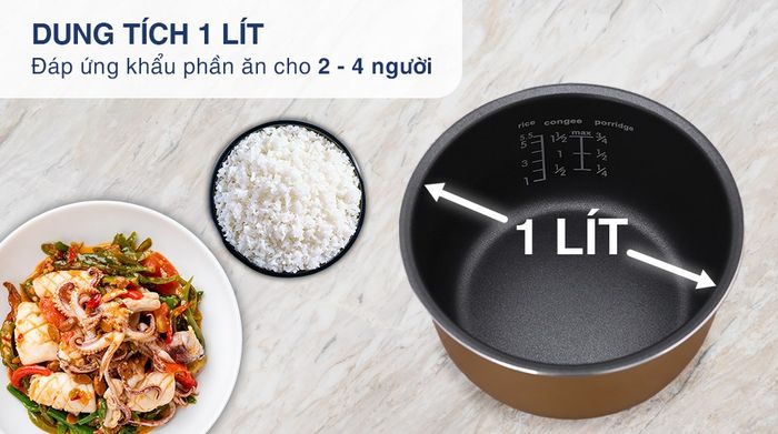 Nồi cơm điện tử Electrolux 1 lít E7RC1-550K - Dung tích