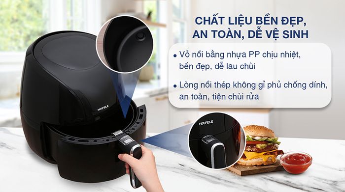Nồi chiên không dầu Hafele HS-AF601B (535.43.714) - Thiết kế, chất liệu
