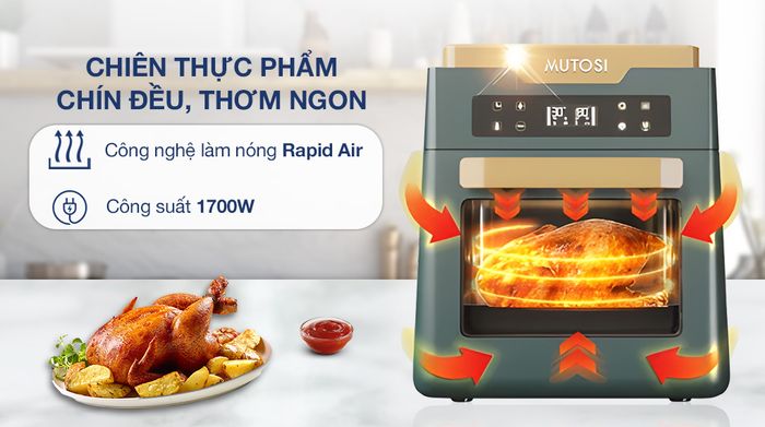 Lò chiên không dầu Mutosi MF-99D 12 lít - Công nghệ