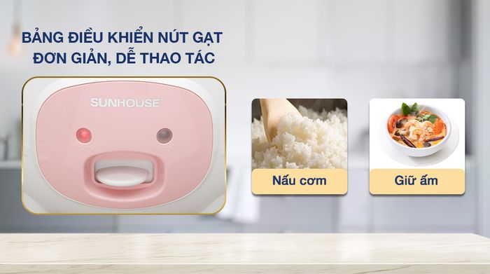 Nồi cơm nắp gài Sunhouse 1.2 lít SHD8217W - Bảng điều khiển