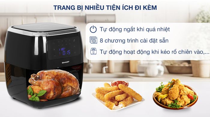 Nồi chiên không dầu Sharp KF-AF68EPV-BK 6.8 lít - Tiện ích