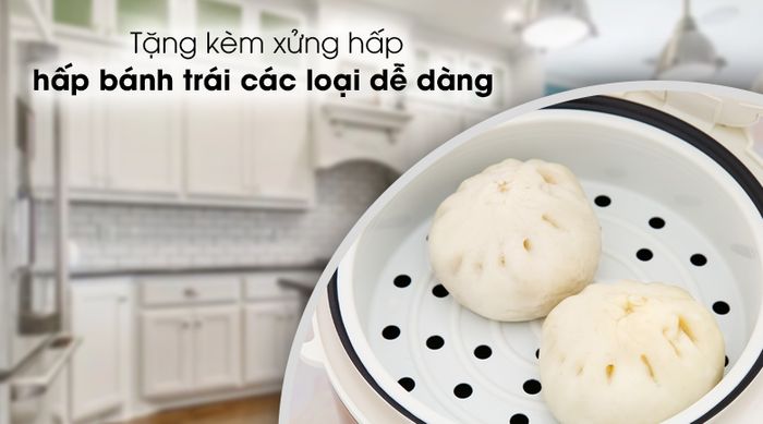 Nồi cơm nắp gài Kangaroo KG572 2.2 lít - Trang bị xửng hấp