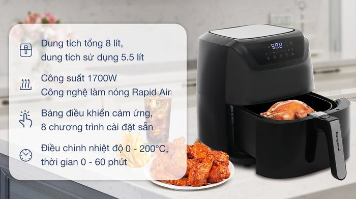 Nồi chiên không dầu Kangaroo KG8AF1A 8 lít - Tổng quan