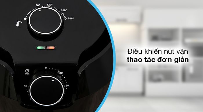 Nồi chiên không dầu Tefal EY201815 4.2 lít - Bảng điều khiển nút vặn điều chỉnh nhiệt độ và thời gian, dễ dàng thao tác
