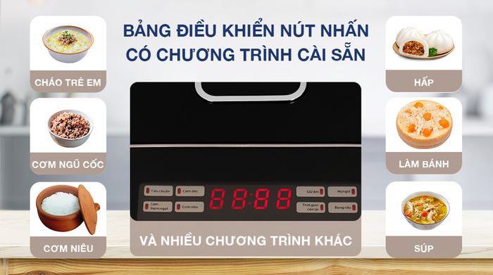 Nồi cơm cao tần Sunhouse Mama 1.8 lít SHD8959 - Bảng điều khiển
