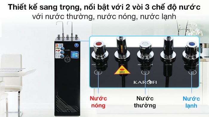 Thiết kế sang trọng - Máy lọc nước RO nóng lạnh Karofi KAD-D66 11 lõi