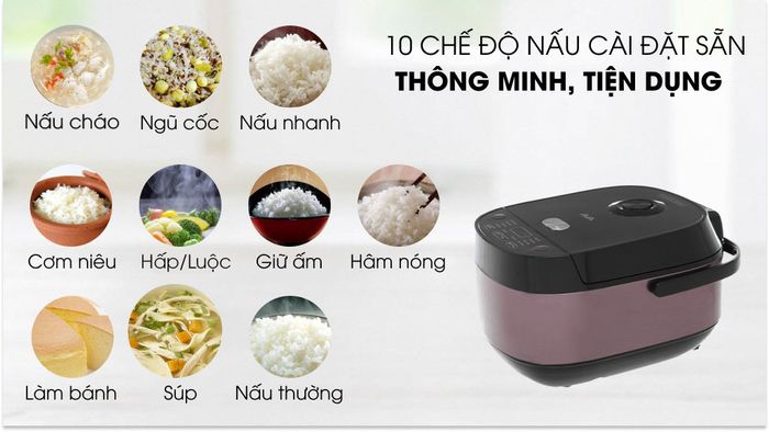 Nồi cơm điện tử Ava TP40-CT01E 1.8 lít - Chương trình nấu