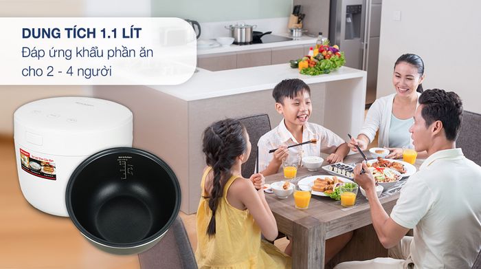 Nồi cơm điện tử Sharp 1.1 lít KS-COM110DV-WH - Dung tích