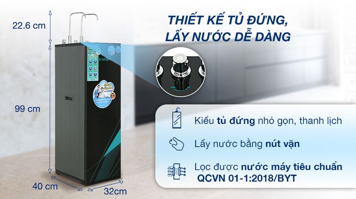 Máy lọc nước RO nóng nguội lạnh Karofi KAD-X58 11 lõi - Thiết kế