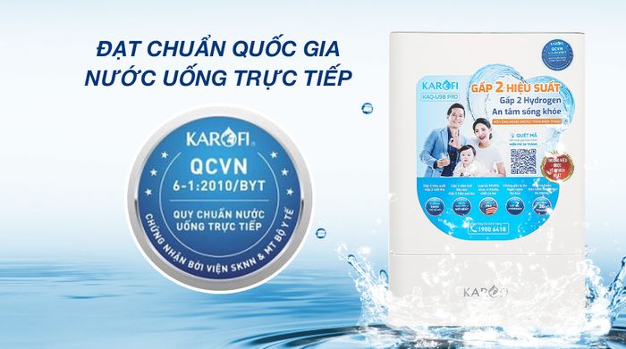 Máy lọc nước RO Karofi KAQ-U98 Pro 10 lõi - Chứng nhận