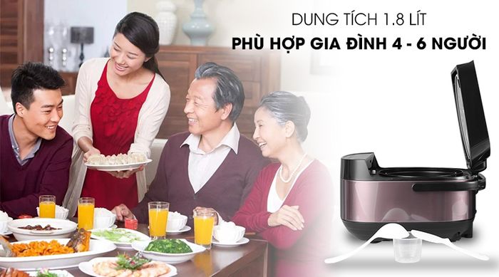 Dung tích Nồi cơm điện tử Ava TP40-CT01E 1.8 lít