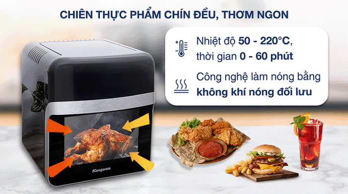 Lò chiên không dầu Kangaroo KG12AF6A 12 lít - Công nghệ