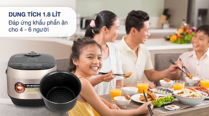 Nồi cơm cao tần Sunhouse Mama 1.8 lít SHD8959 - Dung tích