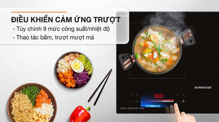 Bảng điều khiển - Bếp từ hồng ngoại lắp âm Sunhouse SHB81051-VMD