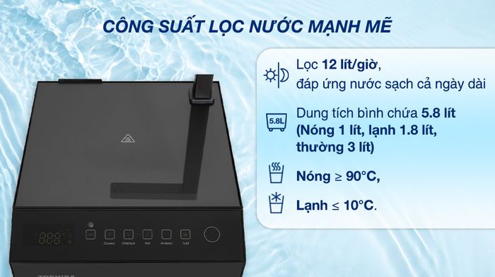 Máy lọc nước RO nóng nguội lạnh Toshiba TWP-W2396SVN(M) 10 lõi - Công suất