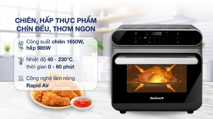 Lò chiên không dầu hơi nước BlueStone AFB-5895 24 lít - Công nghệ 