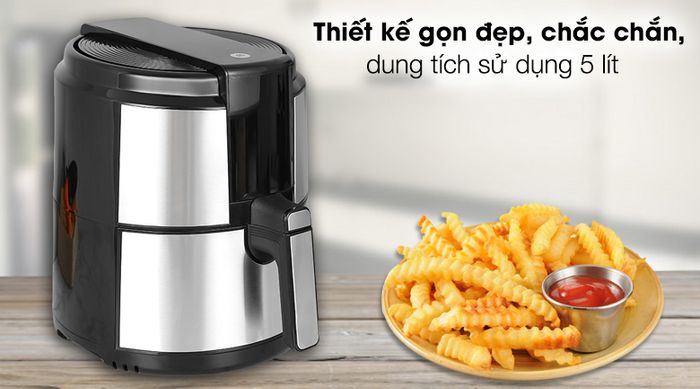 Dung tích sử dụng 5 lít - Nồi chiên không dầu Mishio MK-221