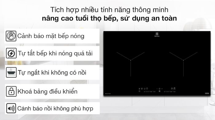Tính năng an toàn - Bếp từ đôi Electrolux EHI7280BB