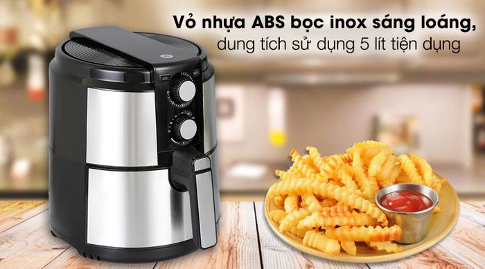 Dung tích sử dụng 5 lít - Nồi chiên không dầu Mishio MK-220