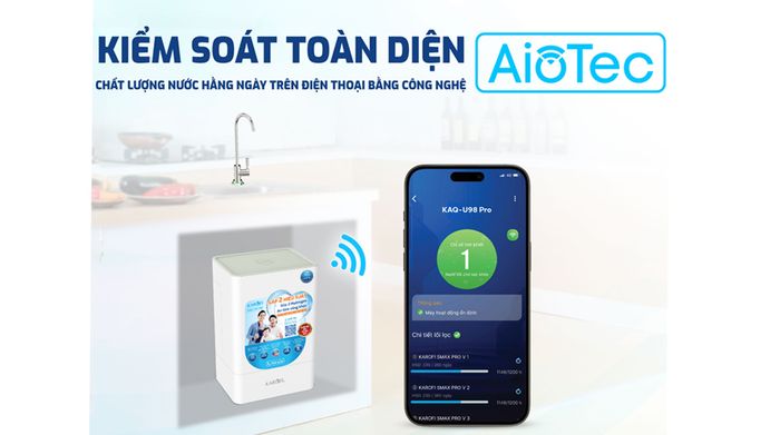 Máy lọc nước RO Karofi KAQ-U98 Pro 10 lõi - Công nghệ AioTec quản lý chất lượng nước