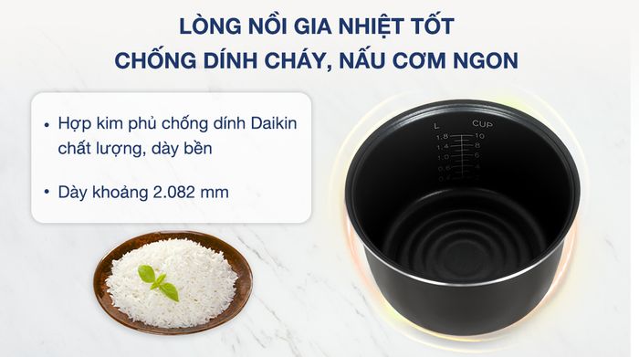 Nồi cơm cao tần Sunhouse Mama 1.8 lít SHD8959 - Chất liệu