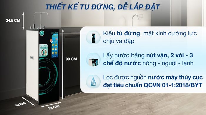 Máy lọc nước RO nóng nguội lạnh Livotec 636 10 lõi - Thiết kế
